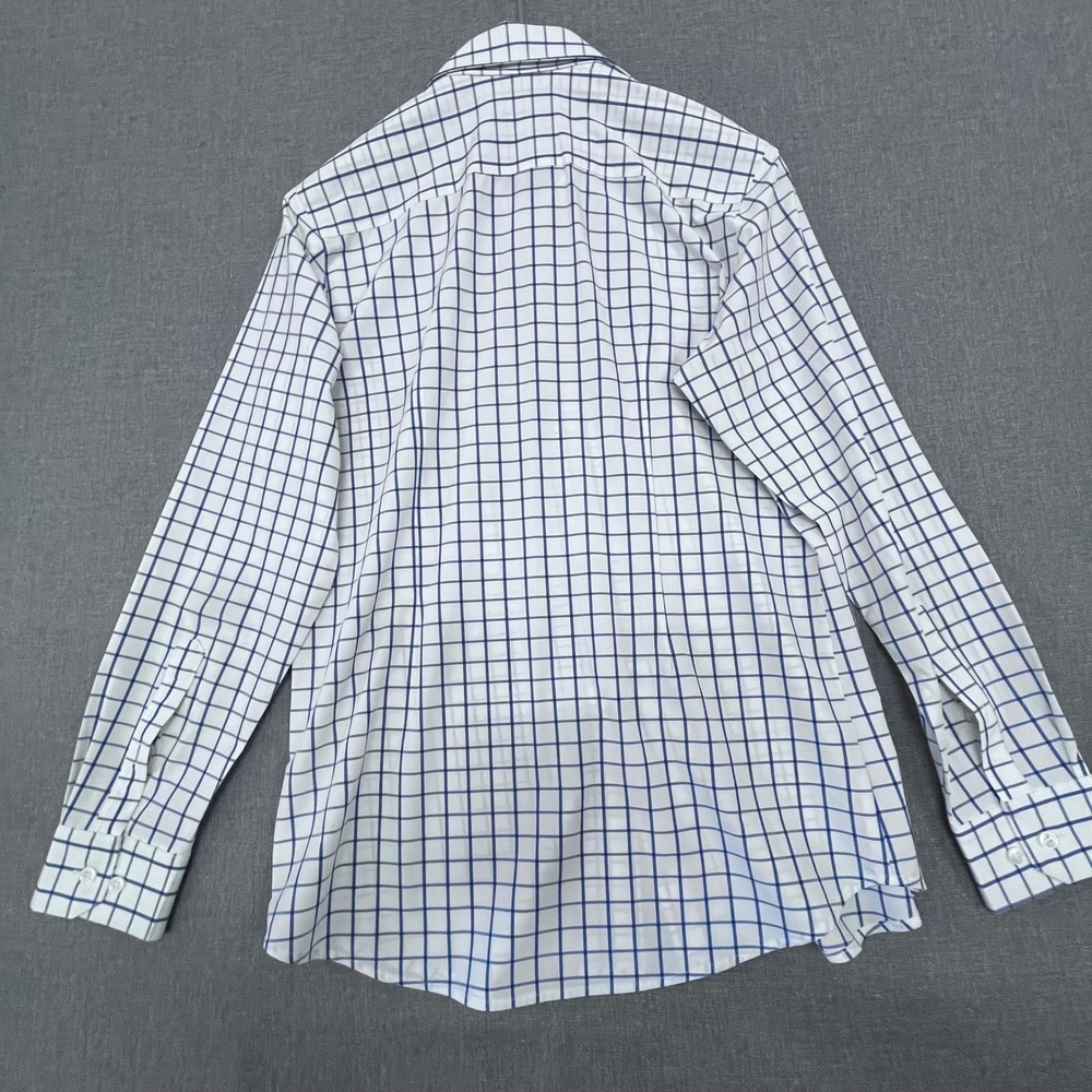 Mizzen + Main Leeward Collection Trim Fit Dress Shirt Blue White Check Large